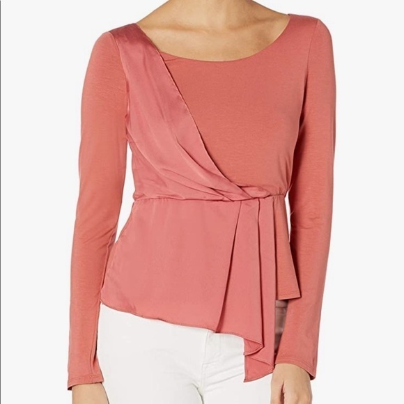 Bailey 44 Tops - NWT Bailey 44 Jule Satin Draped Top Blouse in Coral Terracotta, XS